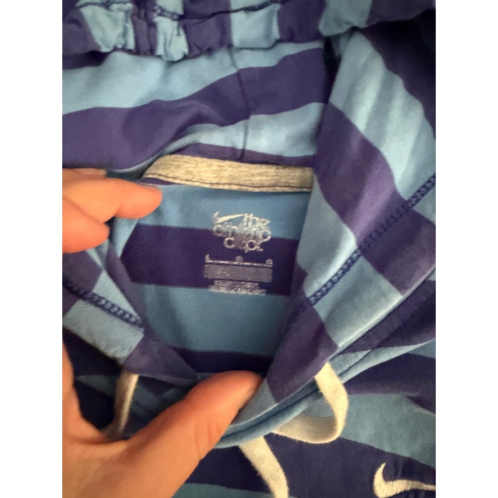 Vintage Nike Athletic Dept Striped Hoodie Blue Purple Swoosh Pullover Mens Large - Picture 3 of 5